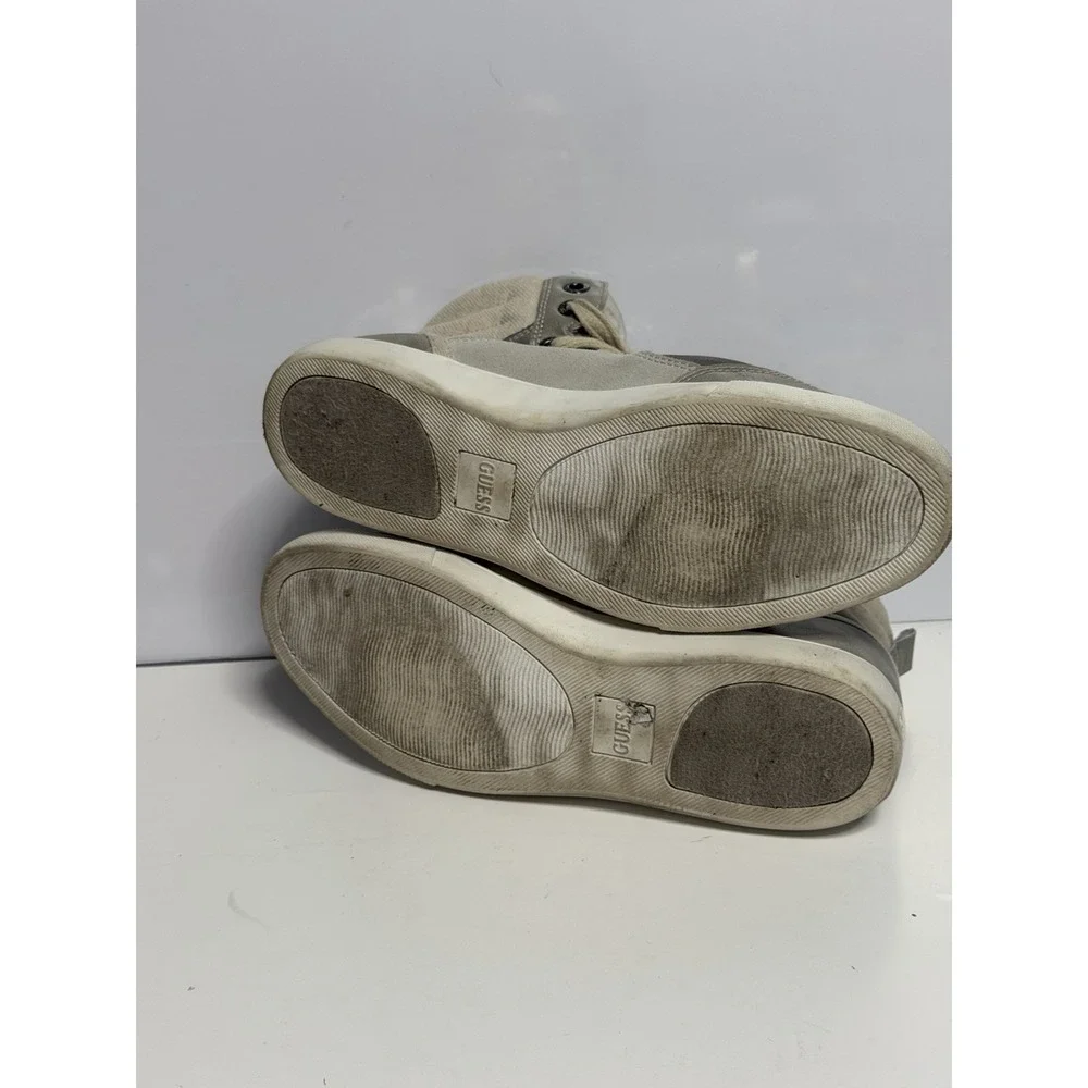 VTG Guess High Top Sneakers Gray Quilted Style GM-JAMAL-C Mens Size 7.5 Y2K